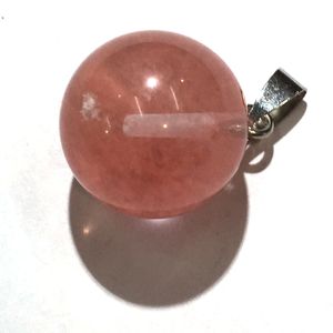 14 -миллиметровое круглое ожерелье для подвески Gemstone Natural Dangle Ball Cherry Quartz Charms Healing Chafra Stone Charm Sphere Ювелирные изделия 45 см Черная кожа