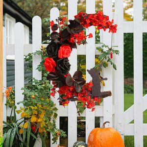 Dekoratif çiçekler cadılar bayramı ön kapı çelenk yapay gül çelenkler siluet kolye parti ev dekor asılı süs eşyaları