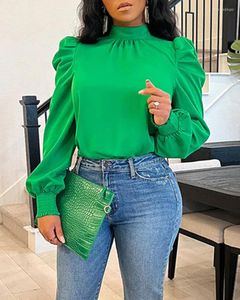Kadın Tişörtleri Geri Kravat Shirred Puff Sleeve En İyi Kadınlar Düz Renk Moda O boyun üstü kazık