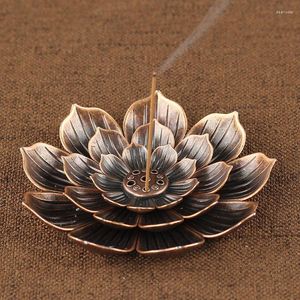 Fragrance Lamps Alloy Incense Burner Stick Holder Plate Buddhism Lotus Censer Bronze Nasturtium Yoga Sandalwood Coil Base