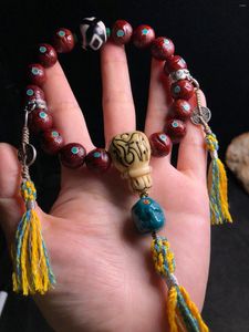 Pulseiras de jóias de fita para mulheres Pulsera Hombre Charm Gift Pure Natural Old Bodhi Bodhi Bracelete turquesa S925 Estilo étnico de prata