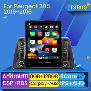 Android 11 Car DVD Stereo Radio Player 2 DIN для Peugeot 308 2016 2017 2018 2019 GPS Multimedia Video RDS DVD CarPlay Auto
