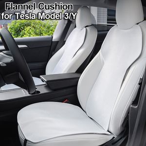 Model3 Tesla için Beyaz Koltuk Yastığı Model 3 Y 2022 2021 İç Aksesuarlar Flanel Kış Koltuk Kapağı Backrest Slip Olmayan Koruyucu Mat
