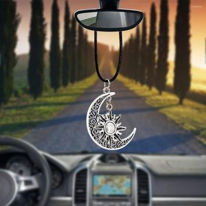 Decorações de interiores Shinning Sun Moon Automobiles Ornamentos retrovisor Pingente de vista traseira automática Decoração de espelho Dangle Grim Gifts