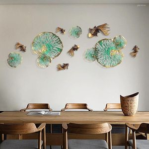 Dekoratif Figürinler Asya Joldfish Ahşap Oyma Duvar Süslemeleri Asma Tayland TV Oturma Odası Giriş Dekorasyon Asma