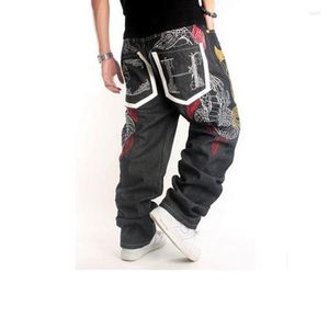 Jeans da uomo S 2022 Design originale da uomo a figura intera Jeans larghi da uomo Hip Hop Skateboard Ricamo High Street Pantaloni