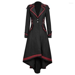 Kadın trençkotları moda gotik vintage orta uzunluğunda ceket kadınlar siyah kırmızı kadın giyim cosplay kostüm
