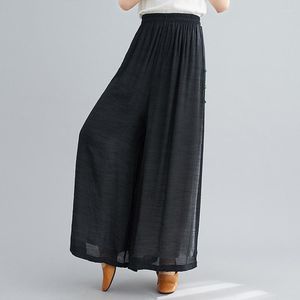 Etnik giysiler Çin tarzı dip kadınlar için pamuk keten pantolonlar kadın oryant gevşek geniş bacak pantolonları bölünebilir nefes alabilir gündelik kıyafet 12002