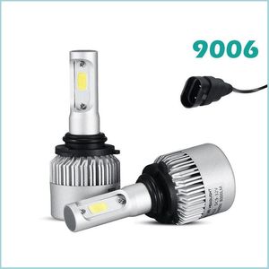 Araba Farları 9006HB4 COB COB COB COMP LED Far Kitleri Araç BBS Tek Işın 8000lm/Çift 6500K Kafa Lambası S2 Serisi Sis Işıkları Delim Dhupo