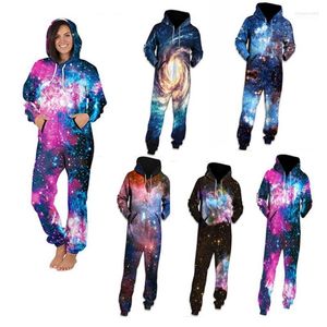 Kadın Tulumları Kadınların Turlandırıcıları Kadın Pijama Romper Yetişkin 3D Kapüşonlu Baskı Onesie Onesie Tulum Gündelik Yıldız Zipper Playsuit Sonbahar