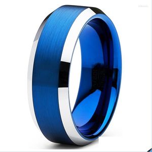 Обручальные кольца обручальные кольца 8 -мм мужские и женские синие карбид -карбид -карбид.