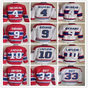 Vintage Montreal Hokey Formaları 10 Guy Lafleur 4 Jean Beliveau 9 Maurice Richard 29 Ken Dryden 33 PATRICK ROY Retro CCM Üniformaları