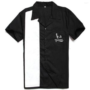 Мужские повседневные рубашки Sishion L-3xl Men Shirt ST126 Летняя вышивка с коротким рукавом черный красный рокабилли боулинг хлопок для