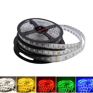 5V 12V 24V LED Işık Şeridi TV Arka Işık Su Geçirmez SMD 5050 5M 60Leds/M Sıcak Beyaz RGB LED Şerit Işık Odası Yatak Odası Için