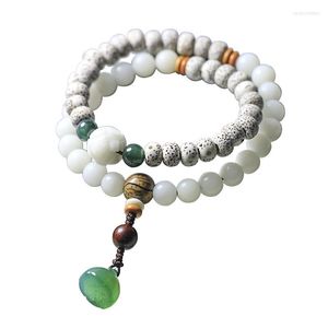 Strand Original handgefertigtes natürliches Xingyue Bodhi Doppelkreis-Modell, kleines Kristall-Lotus-Anhänger-Armband, weißer Schmuck