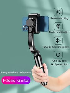 Bluetooth Smartphone Gimbal Stabilizer - Foldable Handheld Tripod & Selfie Stick with Remote, Black