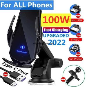 Fast Charge 100w Car Wireless Charger Magnetic Air Vent Phone Holder for iphone 14 13 Samsung For xiaomi Infrared Induction Qi Charging