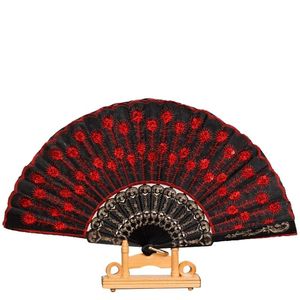 Art Fan Dobing Fest Wedding Party Peacock Tail Feather Crafts Print estilo chin￪s Decora￧￣o de casa Bordado esculpido invent￡rio de m￣o RRA313