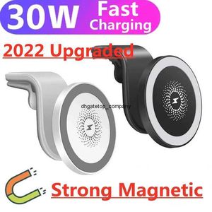 Fast Charge 30w Magnetic Wireless Chargers Car Air Vent Stand Phone Holder Charging for Macsafe iphone 12 13 Pro Max Qi Charger