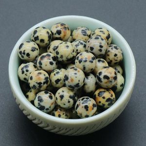 Doğal 8/10/16/18/20mm Dalmation Jasper Gözenekli Yuvarlak Yuvarlak Yuvarlak Taş Kristal Top Diy Göze çarpmayan taş boncuklar topu