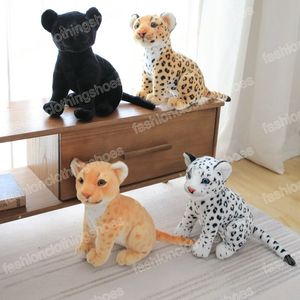 23 27 33cm Simulation Leopard Plush Toy Cute Lion Black Panther Doll Kids Baby Birthday Gift Soft Stuffed Animal