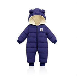 Tulumlar Bebek giysileri kış artı kadife yeni doğan bebek kızlar sıcak kalın tulum kapüşonlu kıyafetler snowsuit ceket çocuklar romper gc1757