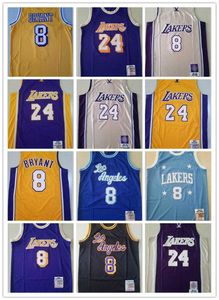 2022 Mitchell ve Ness Basketbol Jersey2001 2002 1996 1997 1999 Dikişli Takım Sarı Mavi Mor Vintage Mans 8 Bean The Siyah