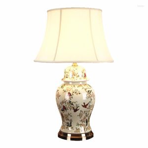 Masa lambaları Çince büyük klasik seramik LED lamba Avrupa porselen ışık fuaye yatak odası çalışma masası okuma h 66/77cm 2114
