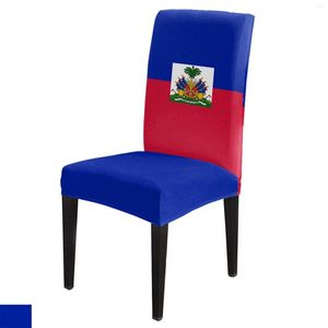 Sandalye kapakları Haiti Ulusal Bayrak Günü Mavi Kırmızı Yemek Kapağı 4/6/8 PCS SPANDEX ELEKTİK SLIPCOVER KAVRAK Düğün Ev Odası