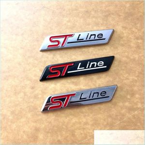 Автомобильные наклейки Metal ST Line ST LINE CAR EMBLEM Значок наклейка 3D наклейка для Ford Focus mondeo Chrome Matt Sier Black Drop Delivery 2022 Dhxqo
