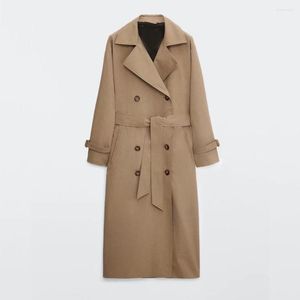 Kadın Trençkotlar Sonbahar Giyim Retro Rahat Gevşek Kruvaze Moda Overknee Coat