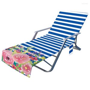 Sandalye kapaklar şerit çiçek baskısı yaz plaj recliner kapak tembel güverte cep güneşlenmesi şezlong