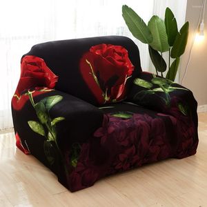 Sandalye kapakları 3d kırmızı gül çiçek baskısı elastik kanepe kapağı/yastık vasiyeti oturma odası