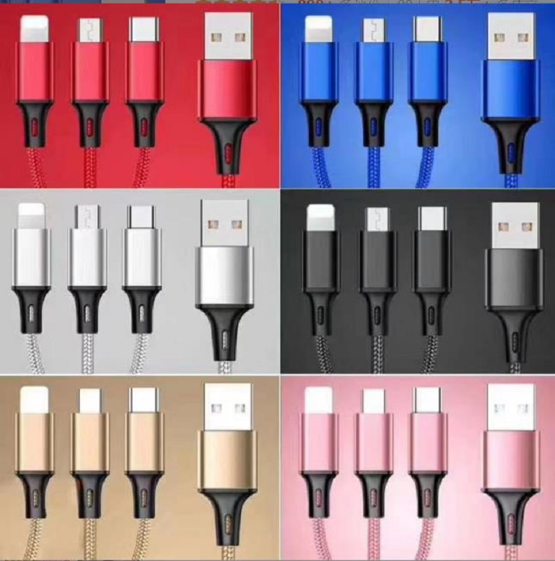 USB Type C Cable for iPhone 14 13 12 11 Pro 3in1 2in1 Micro USB Charging Cable Micro USB Cable fit Huawei Samsung 1.2M