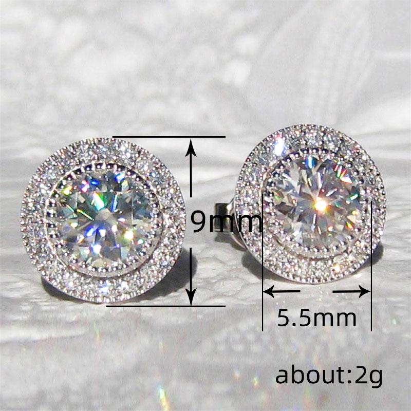 Luxury Cubic Zirconia Stud Earrings for Women Men 18K Real Gold Silver Plated Sparkling CZ Crystal Earrings Designer Simulated Diamond Round Earrings Party Jewelry