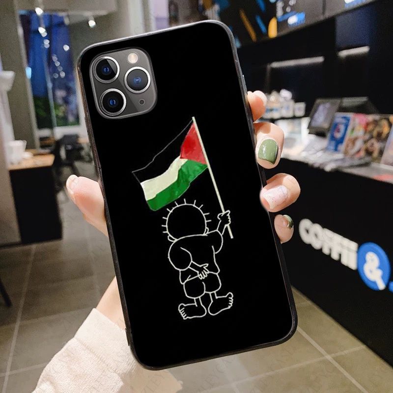 Filistin bayrağı haritası pasaport telefon kasası için iPhone 15 artı 14 Pro Max 13 12 11 XS Max Xr X 8 7 6 iPhone15 Moda Yumuşak TPU Siyah Cep Telefonu Kapak Cilt
