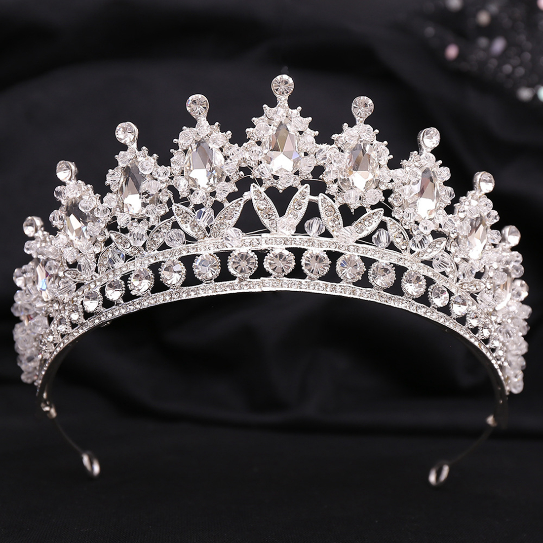 Gold Silver Crown Sparkling Shine Wedding Hair Accessories Rehinestones Pearls Bridal Crowns Bridal Hair Accessories for Women for African Black Women FG014
