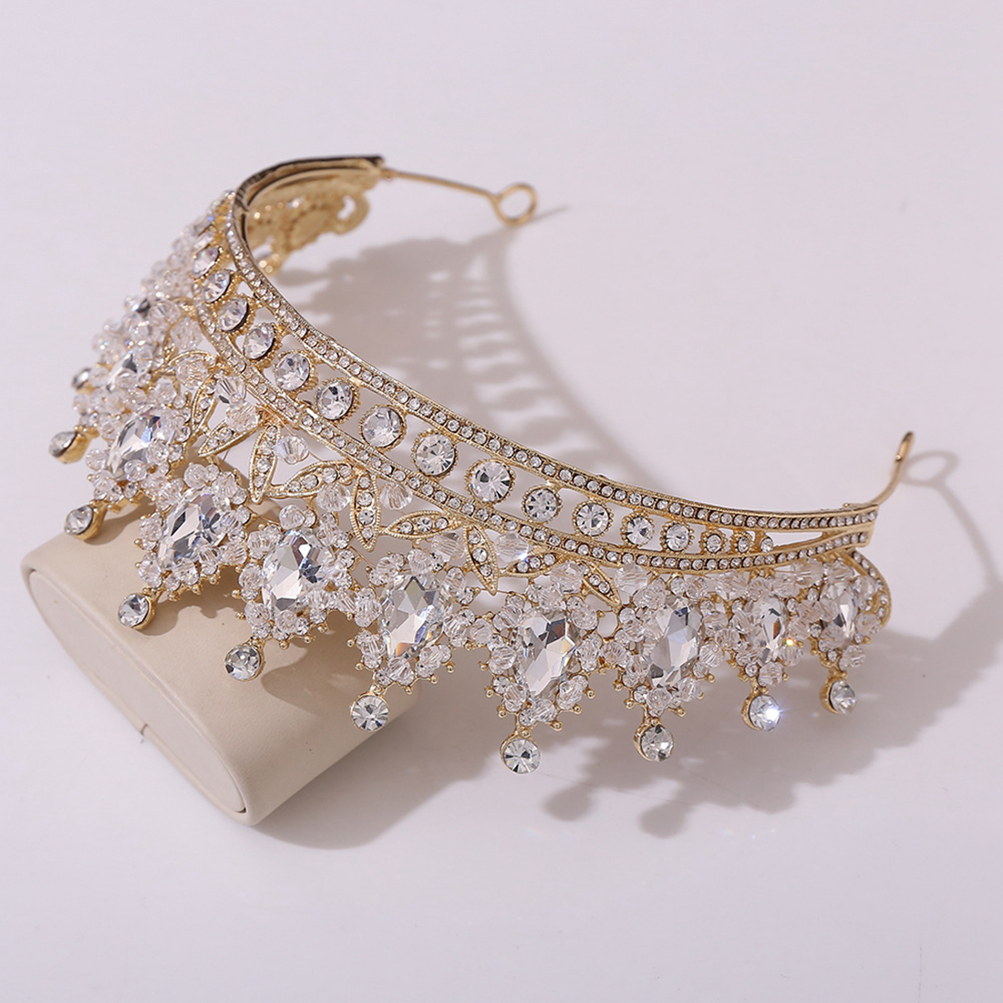 Gold Silver Crown Sparkling Shine Wedding Hair Accessories Rehinestones Pearls Bridal Crowns Bridal Hair Accessories for Women for African Black Women FG014