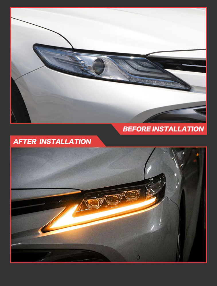 Head Light for Toyota Camry LED Daytime Running Headlight 2018-2022 DRL Turn Signal Dual Beam Lamp Lens Car Styling