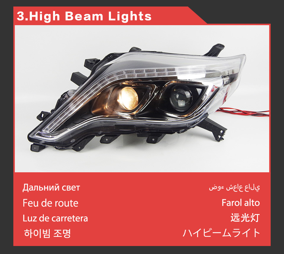 LED Head Light for Toyota Prado Daytime Running Headlight 2014-2017 DRL Turn Signal High Beam Projector Lens