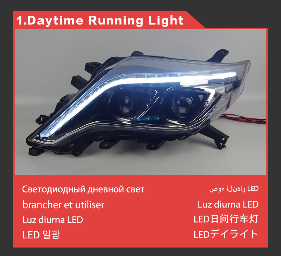 LED Head Light for Toyota Prado Daytime Running Headlight 2014-2017 DRL Turn Signal High Beam Projector Lens