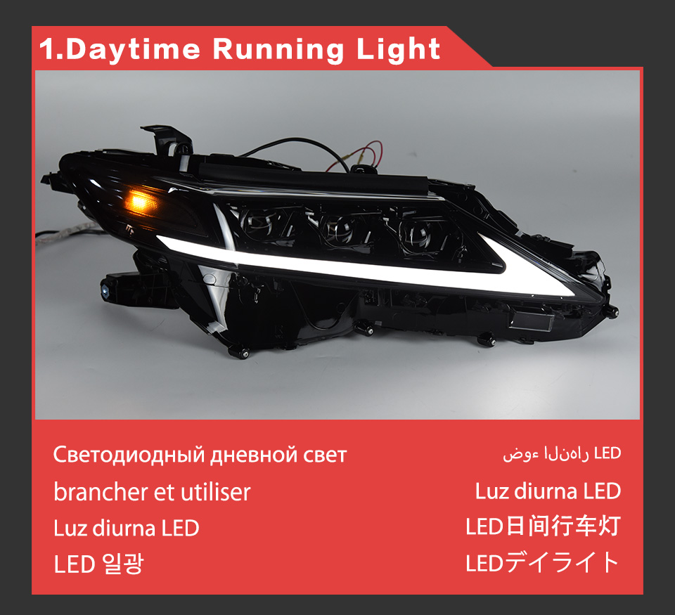 Head Light for Toyota Camry LED Daytime Running Headlight 2018-2022 DRL Turn Signal Dual Beam Lamp Lens Car Styling