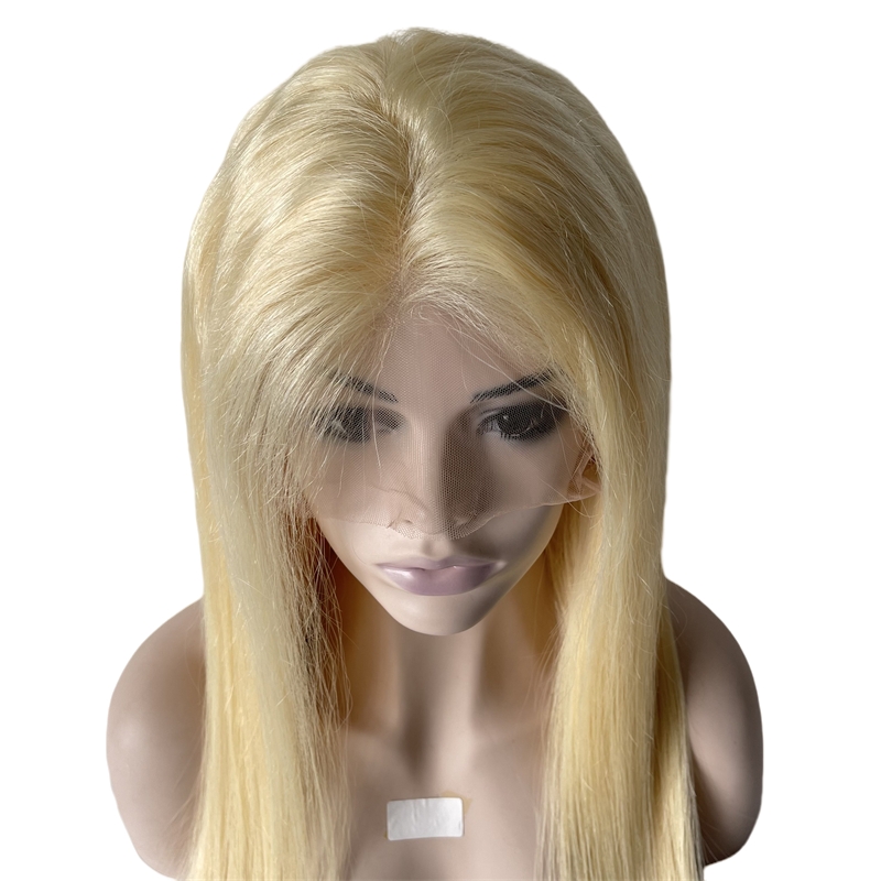 Brazilian Virgin Human Hair Blonde Color #613 180% Density Silky Straight 24 inches Long Hair Full Lace Wig for White Woman
