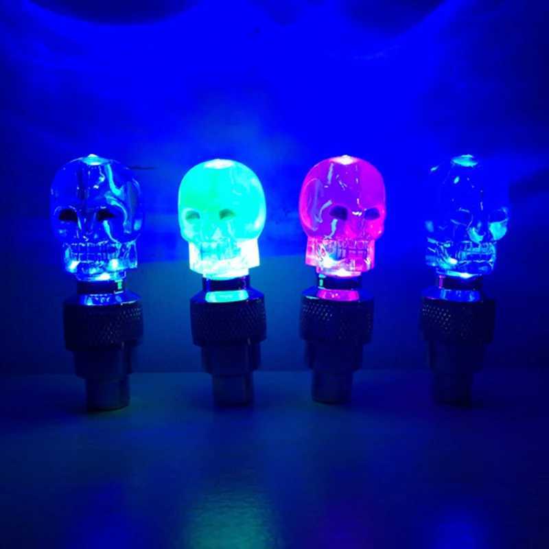 Other Lighting Accessories Skull Bicycle Lights Bike Valve Light Motion Activated LED Light Safety Cycling Lamp Wheel Tire Valve Caps Bike Accessories YQ240205