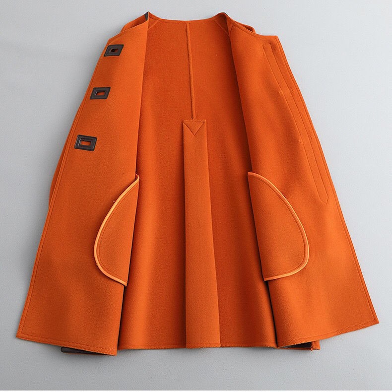 OC00260# Wool Coat Women Light Luxury Cashmere Coat Mid Length Autumn/Winter Round Neck Woolen Tweed Jacket