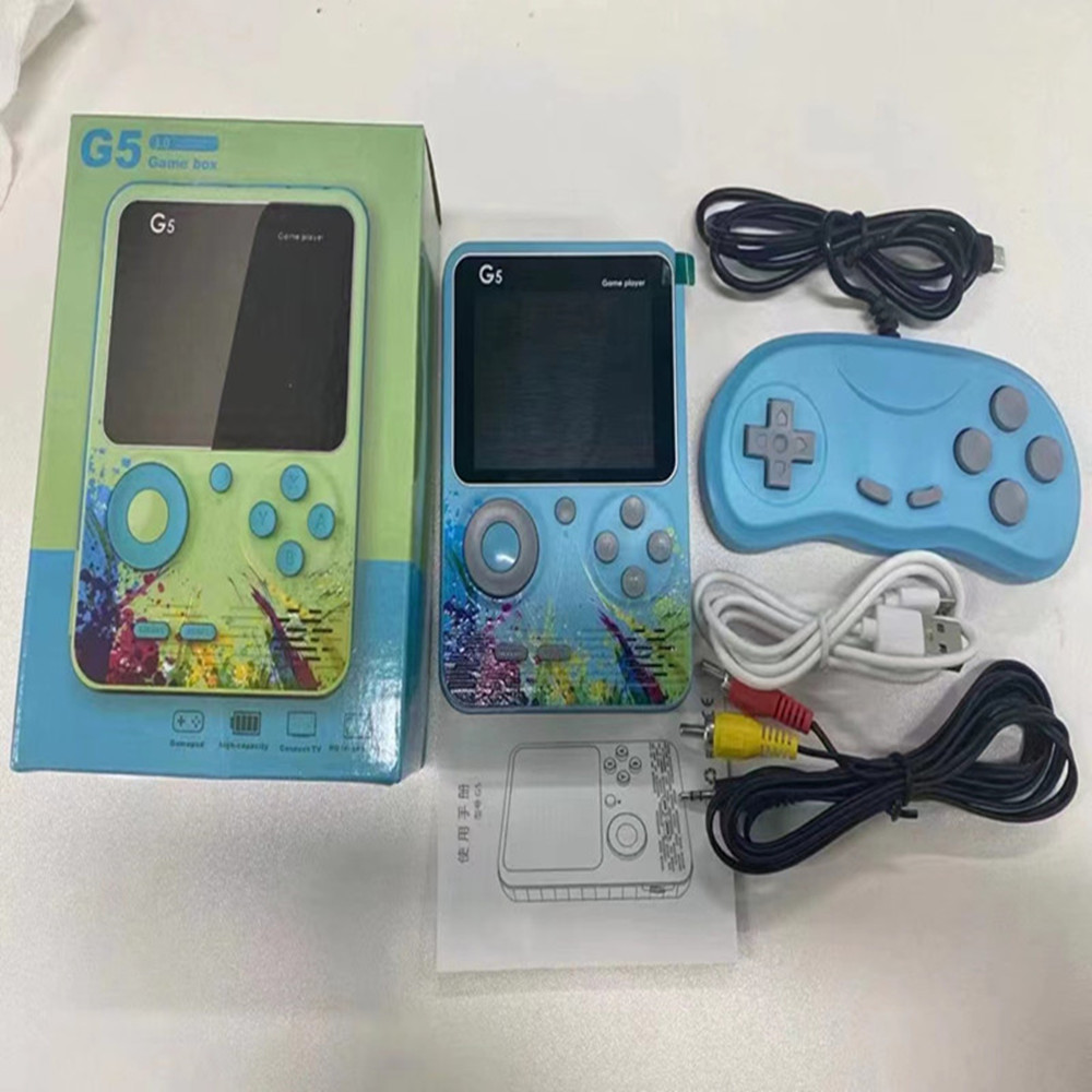 G5 2 in 1 Macarons Color Retro Doubles Handheld Portable Game Players Video Console Bulit-in 500 Games 8 Bit Support AV Cable Plug TV