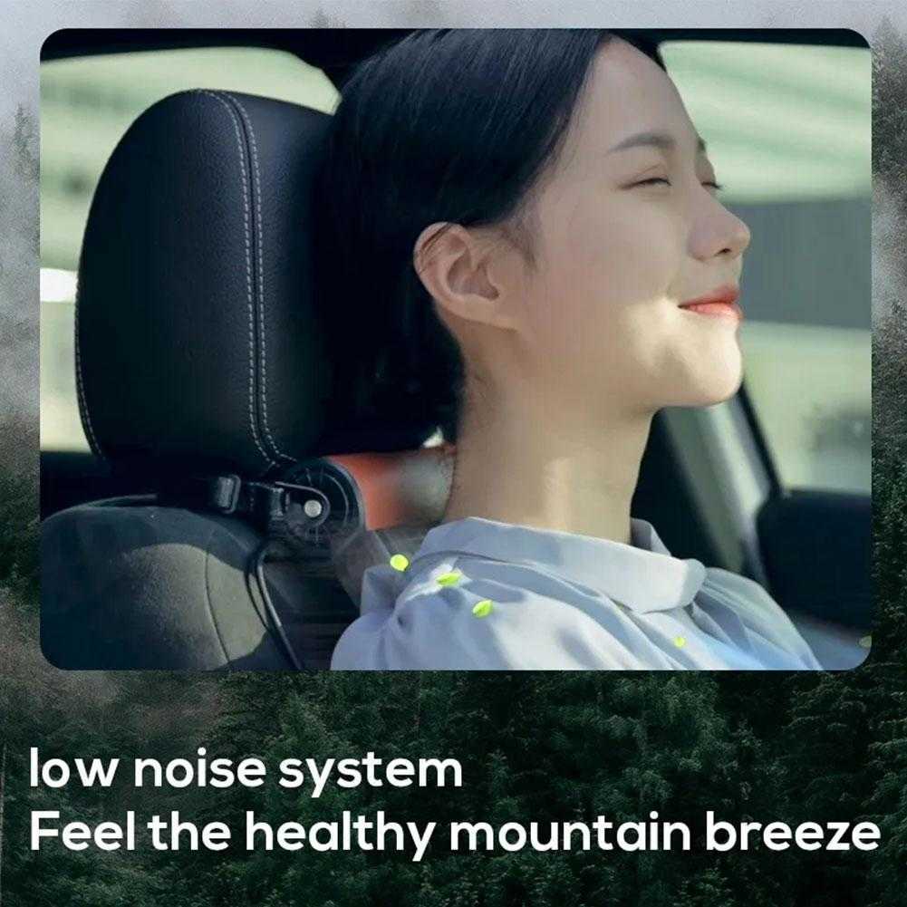 New Car Interior Rear Headrest Fan USB Plug In Car Seat Fan Wind Power Up To Low Noise Car Rear Seat Creative Fan Summer Car Fan