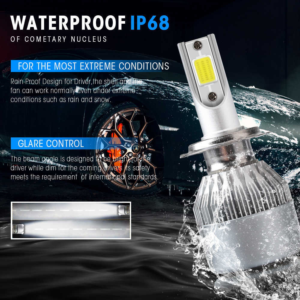 New 2x C6 H7 LED H11 H4 H1 H3 H8 HB3 HB4 H13 H27 9005 9006 9004 9007 880 Car Headlight Bulbs Motorcycle Fog Light 3000K 6000K 8000K