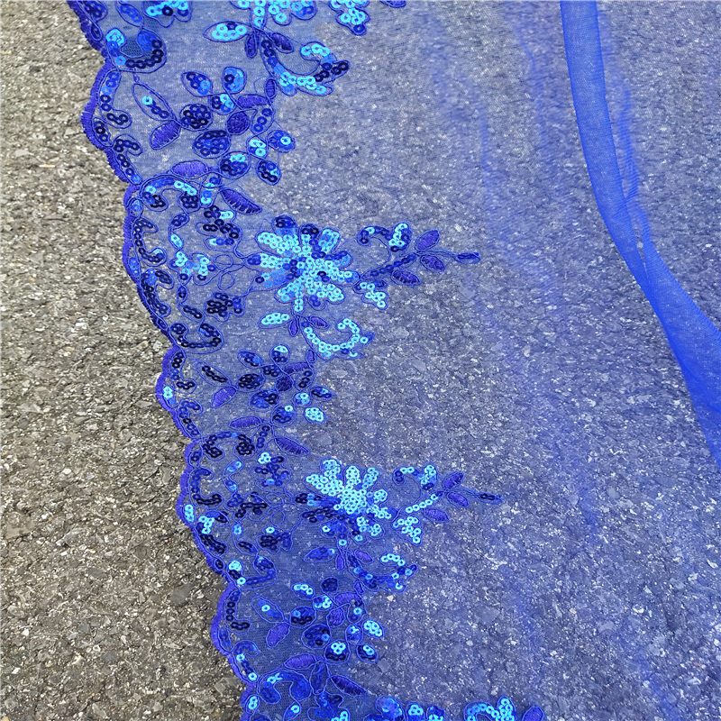 2023 New Royal Blue 3 Meters Bling Sequins Lace Long Cathedral Wedding Veil Colorful Bridal Veil with Comb