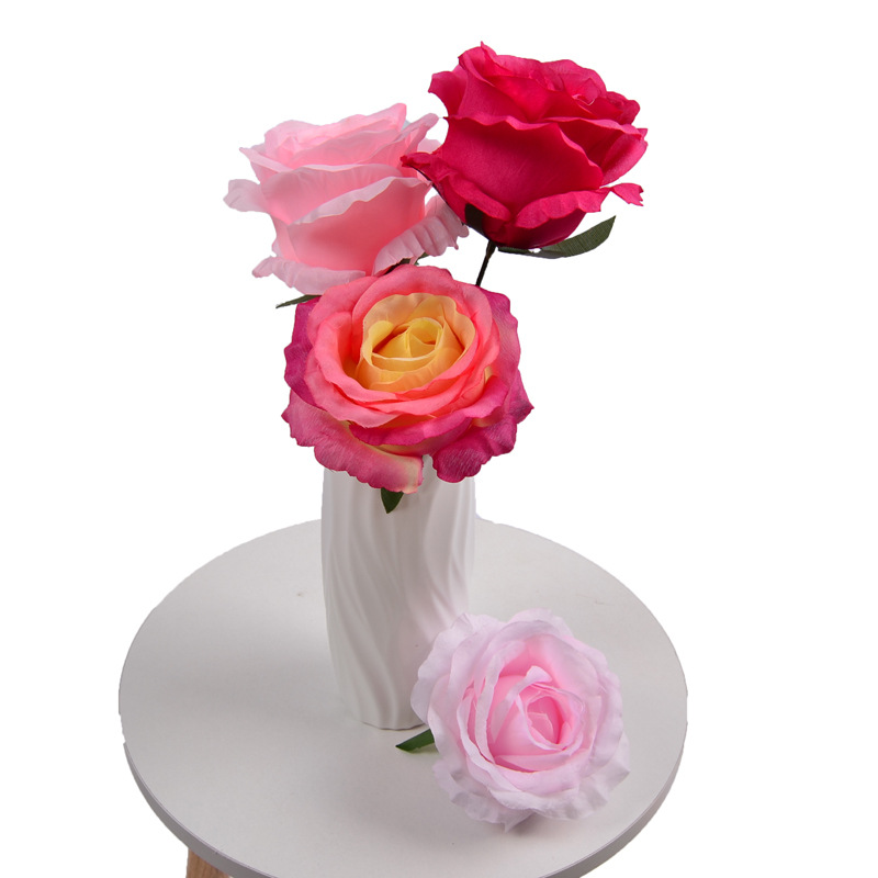 Cabezales de flores de rosas artificiales Flores decorativas Bamos Bouquets Diy Crafts Ducha de novia Centros Arreglos Decoraciones de mesas de fiesta W0044